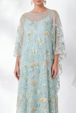 Floral Navy Sparkly Sheath Long Mother of the Bride Dress with Sleeves