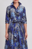 Navy Floral A Line Jacquard Long Mother of the Bride Dress with Bow