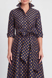 Navy Floral A Line Jacquard Long Mother of the Bride Dress with Bow