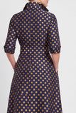 Navy Floral A Line Jacquard Long Mother of the Bride Dress with Bow