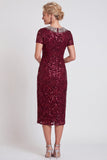 Black Sparkly Sequin Bodycon Midi Mother of the Bride Dress with Sleeves