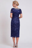 Black Sparkly Sequin Bodycon Midi Mother of the Bride Dress with Sleeves