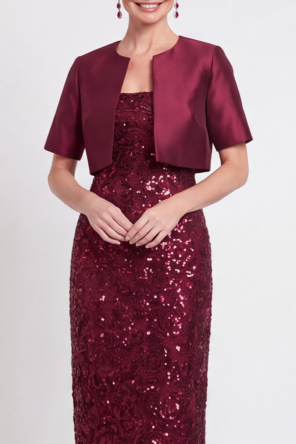 Black Two Piece Sparkly Sequin Sheath Long Mother of the Bride Dress with Jacket