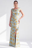 Black Floral Mermaid Long Mother of the Bride Dress with Slit
