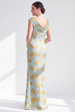 Black Floral Mermaid Long Mother of the Bride Dress with Slit