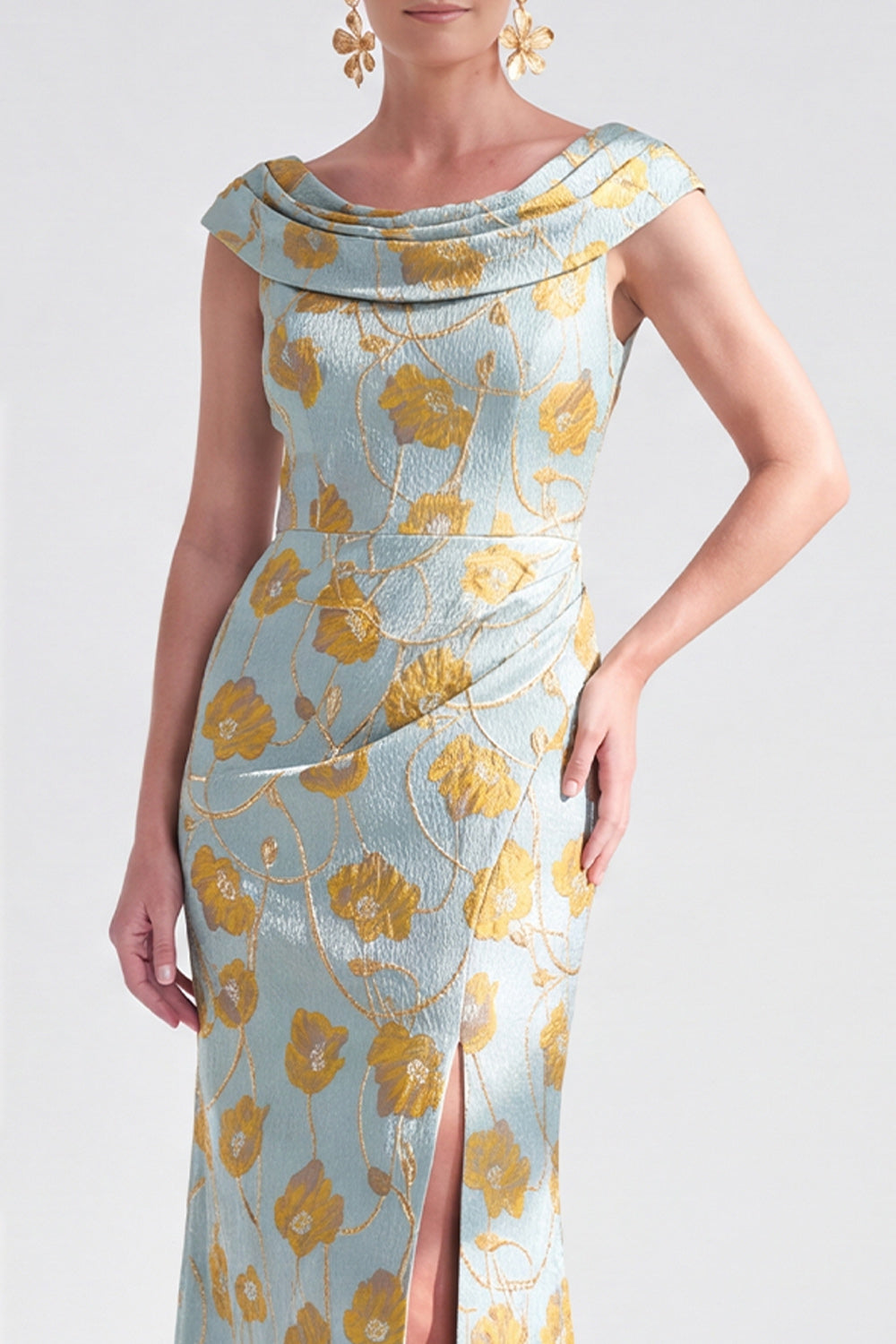 Black Floral Mermaid Long Mother of the Bride Dress with Slit