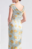Black Floral Mermaid Long Mother of the Bride Dress with Slit