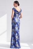 Black Floral Mermaid Long Mother of the Bride Dress with Slit