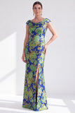 Black Floral Mermaid Long Mother of the Bride Dress with Slit