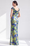 Black Floral Mermaid Long Mother of the Bride Dress with Slit