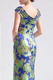 Black Floral Mermaid Long Mother of the Bride Dress with Slit