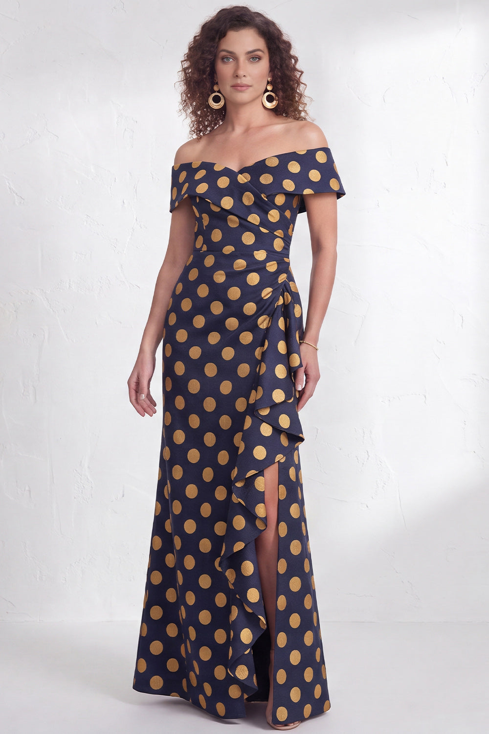 Floral Black Mermaid Ruffled Ruched Long Mother of the Bride Dress with Slit