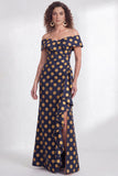 Floral Black Mermaid Ruffled Ruched Long Mother of the Bride Dress with Slit