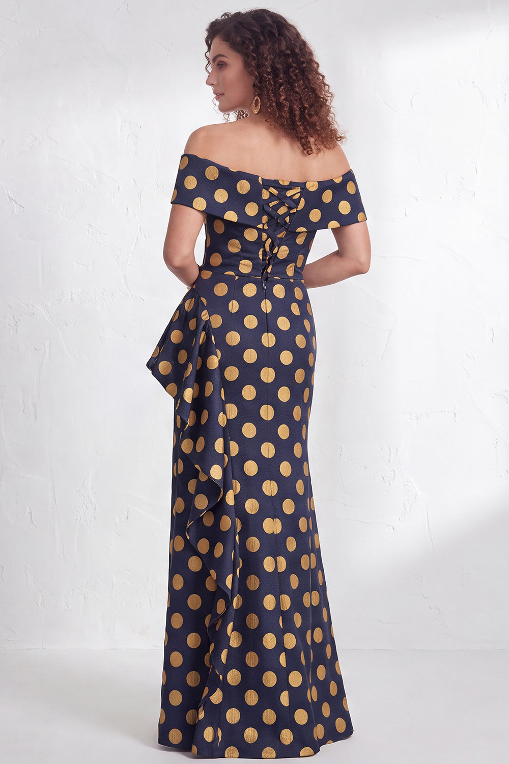 Floral Black Mermaid Ruffled Ruched Long Mother of the Bride Dress with Slit