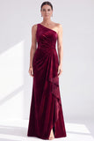 Black Velvet Mermaid One Shoulder Long Mother of the Bride Dress