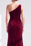 Black Velvet Mermaid One Shoulder Long Mother of the Bride Dress