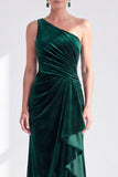 Black Velvet Mermaid One Shoulder Long Mother of the Bride Dress