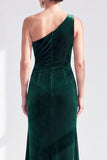 Black Velvet Mermaid One Shoulder Long Mother of the Bride Dress