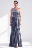 Black Velvet Mermaid One Shoulder Long Mother of the Bride Dress