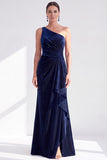 Black Velvet Mermaid One Shoulder Long Mother of the Bride Dress