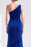 Black Velvet Mermaid One Shoulder Long Mother of the Bride Dress