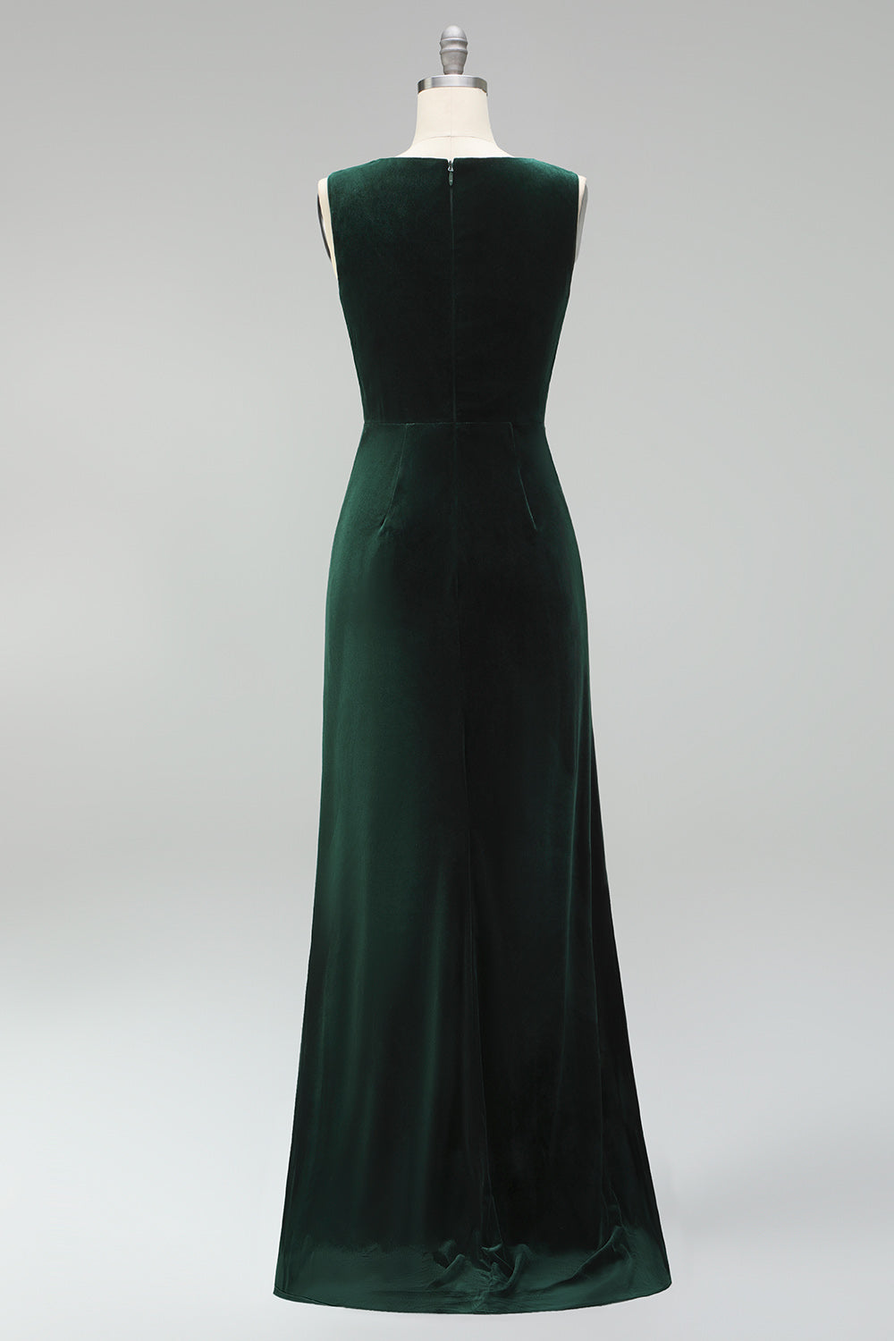 Burgundy Velvet Bateau Neck Mermaid Long Mother of the Bride Dress with Slit