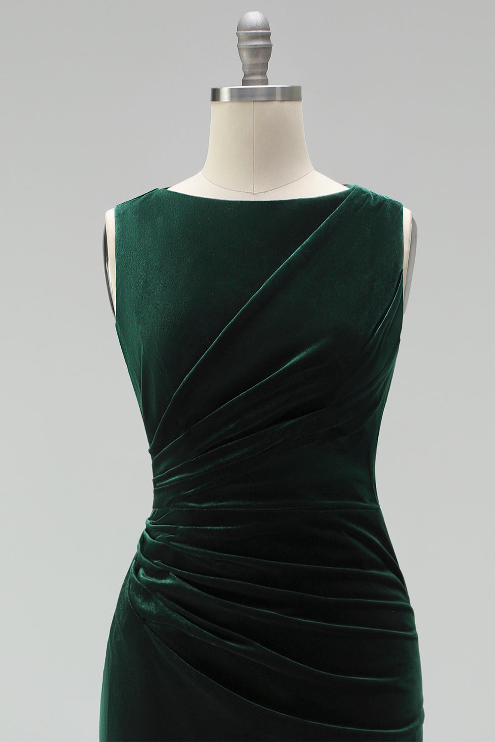 Burgundy Velvet Bateau Neck Mermaid Long Mother of the Bride Dress with Slit