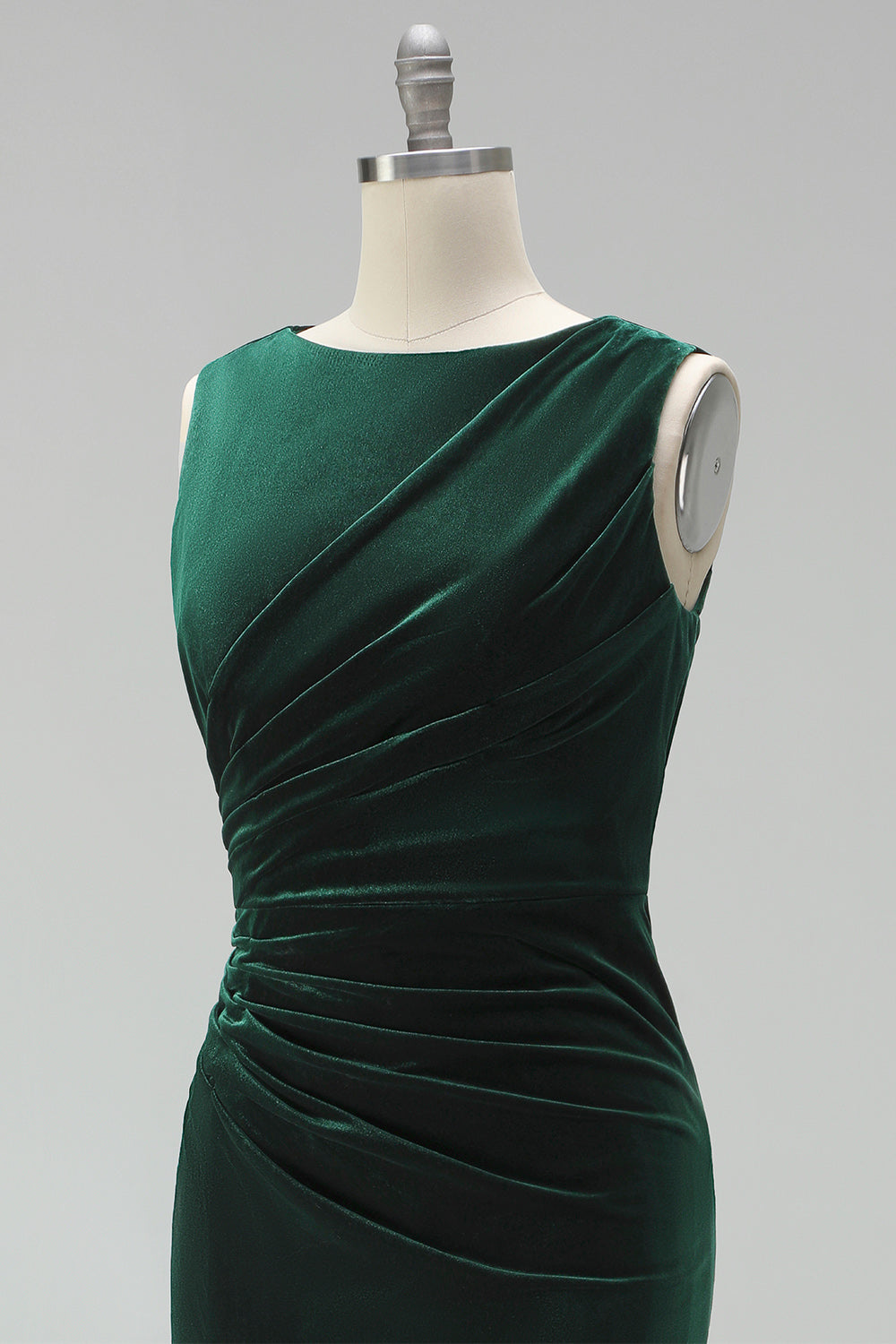 Burgundy Velvet Bateau Neck Mermaid Long Mother of the Bride Dress with Slit