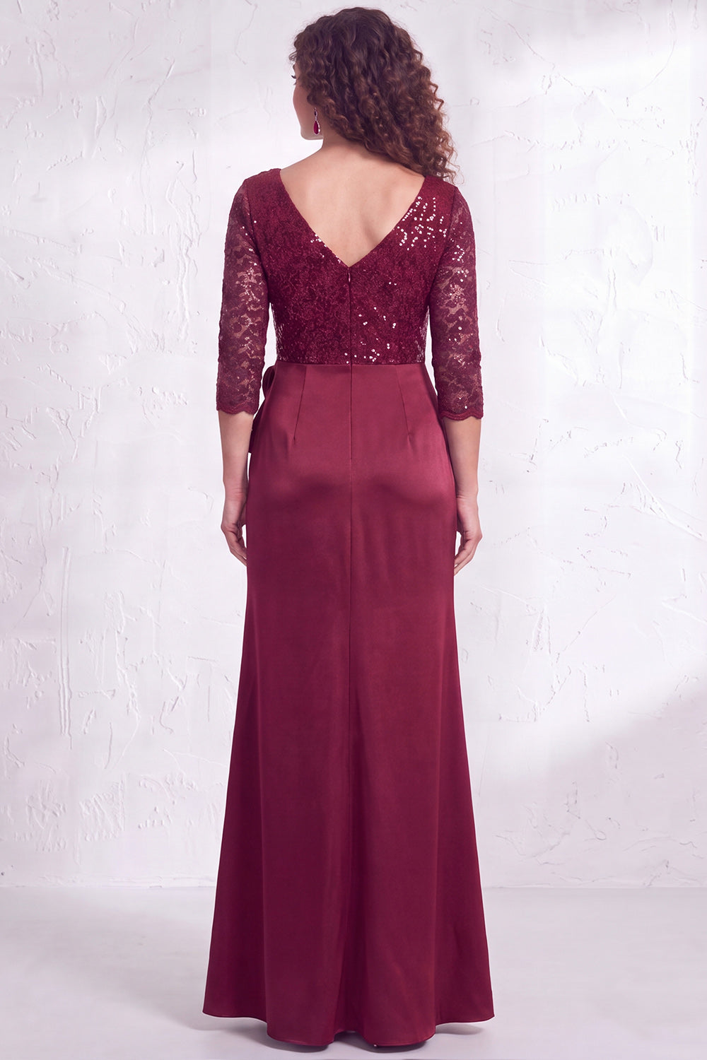 Black Floral Lace Sequin Mermaid Long Mother of the Bride Dress with Slit