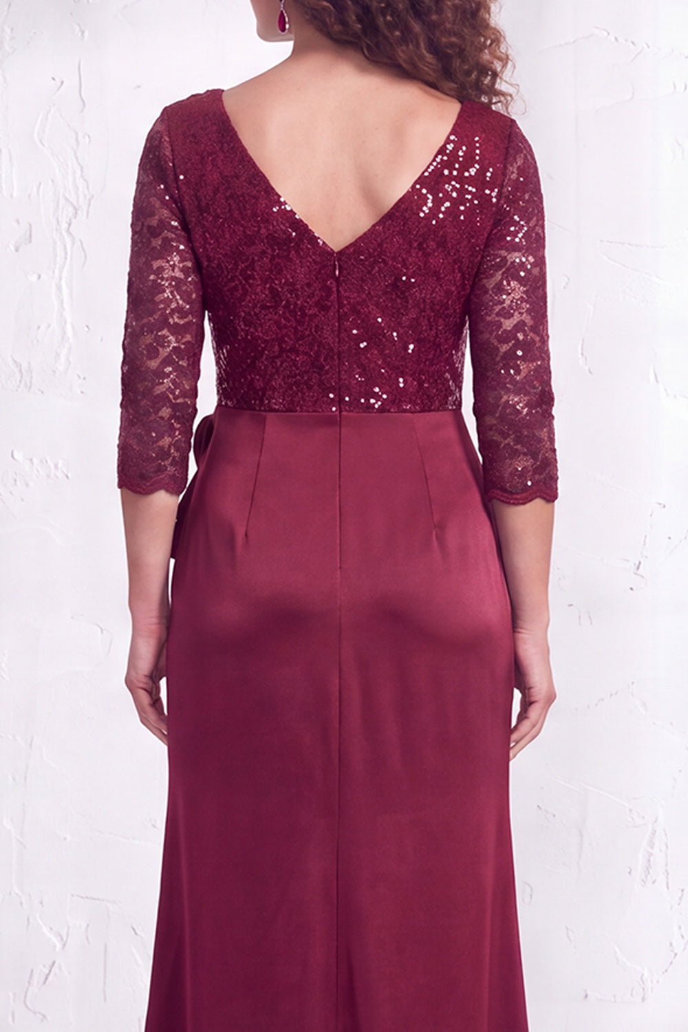 Black Floral Lace Sequin Mermaid Long Mother of the Bride Dress with Slit