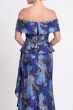 Black Floral Off the Shoulder Mermaid Long Mother of the Bride Dress with Slit