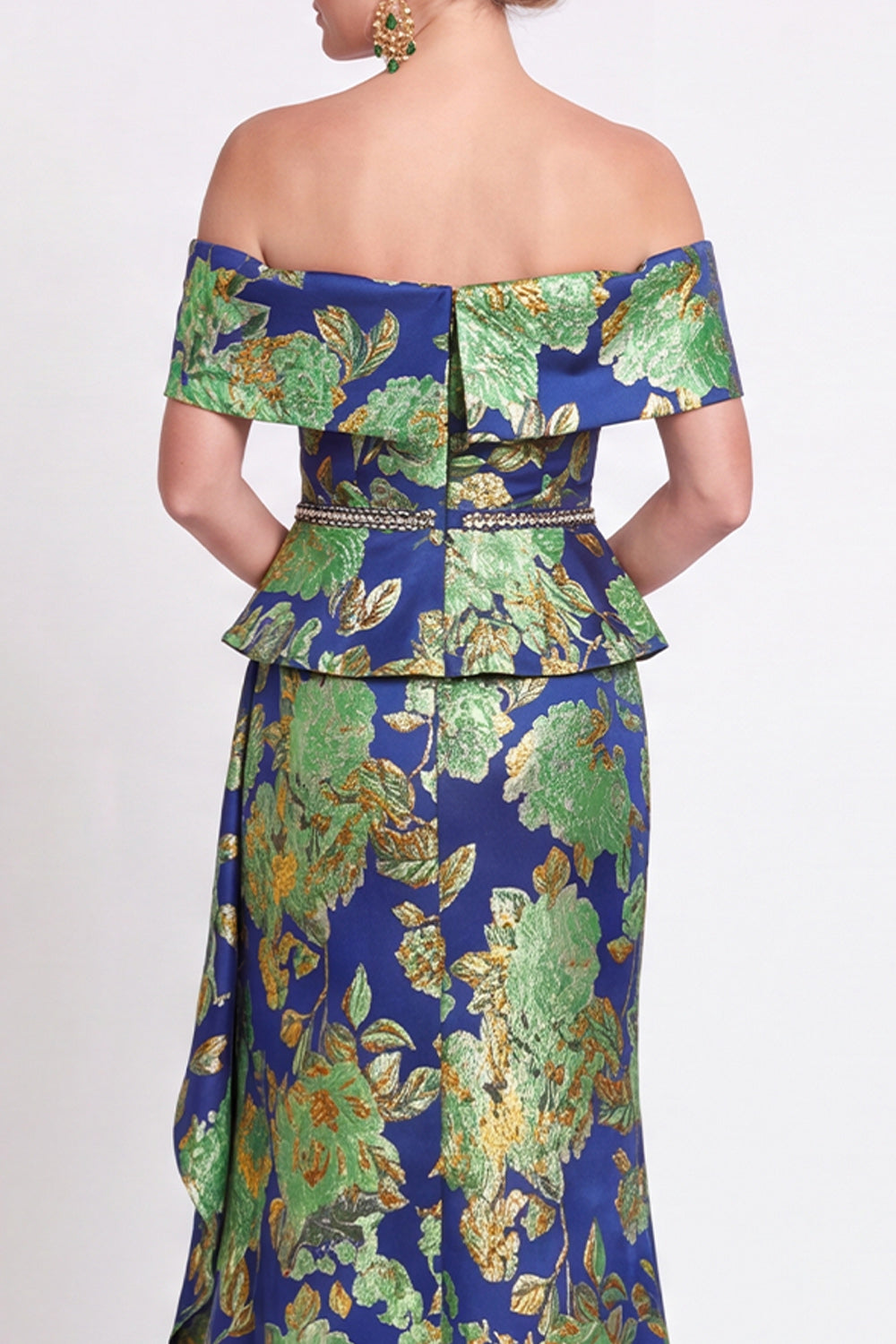 Black Floral Off the Shoulder Mermaid Long Mother of the Bride Dress with Slit