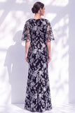 Sage Green Floral Mermaid Long Mother of the Bride Dress with Sleeves
