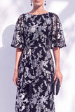 Sage Green Floral Mermaid Long Mother of the Bride Dress with Sleeves