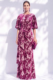 Sage Green Floral Mermaid Long Mother of the Bride Dress with Sleeves