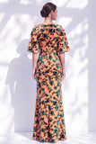Sage Green Floral Mermaid Long Mother of the Bride Dress with Sleeves