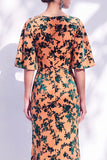 Sage Green Floral Mermaid Long Mother of the Bride Dress with Sleeves