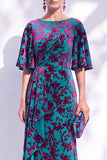 Sage Green Floral Mermaid Long Mother of the Bride Dress with Sleeves