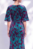 Sage Green Floral Mermaid Long Mother of the Bride Dress with Sleeves