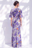 Sage Green Floral Mermaid Long Mother of the Bride Dress with Sleeves