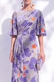 Sage Green Floral Mermaid Long Mother of the Bride Dress with Sleeves