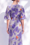 Sage Green Floral Mermaid Long Mother of the Bride Dress with Sleeves