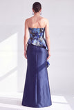 Gold Dot Mermaid Strapless Ruffled Long Mother of the Bride Dress