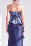 Gold Dot Mermaid Strapless Ruffled Long Mother of the Bride Dress