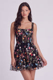 Ivory Floral Square Neck A Line Short Corset Homecoming Dress