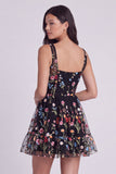 Ivory Floral Square Neck A Line Short Corset Homecoming Dress