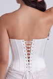Ivory Lace Strapless Tight Ruched Short Corset Homecoming Dress