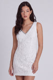 Ivory Tight V-Neck Lace Short Graduation Dress with Beading