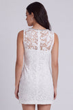Ivory Tight V-Neck Lace Short Graduation Dress with Beading
