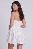 Ivory Floral Ruffled Corset Strapless A Line Short Graduation Dress